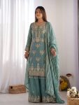 MODERN FENDY SILK EMBROIDERY BEADS WORK TOP PALAZZO WITH DUPATTA FESTIVE WEAR WHOLESALE PRICE ETHNIC GARMENT (3)