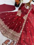 MODERN FENDY SILK EMBROIDERY SEQUENCE WORK GOWN BOTTOM WITH DUPATTA FESTIVE WEAR WHOLESALE PRICE ETHNIC GARMENT (5)
