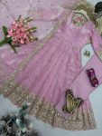 MODERN FENDY SILK EMBROIDERY SEQUENCE WORK GOWN BOTTOM WITH DUPATTA WEDDING WEAR WHOLESALE PRICE ETHNIC GARMENT (2)