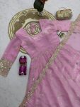 MODERN FENDY SILK EMBROIDERY SEQUENCE WORK GOWN BOTTOM WITH DUPATTA WEDDING WEAR WHOLESALE PRICE ETHNIC GARMENT (2)