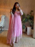 MODERN FENDY SILK EMBROIDERY SEQUENCE WORK GOWN BOTTOM WITH DUPATTA WEDDING WEAR WHOLESALE PRICE ETHNIC GARMENT (2)