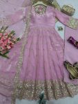 MODERN FENDY SILK EMBROIDERY SEQUENCE WORK GOWN BOTTOM WITH DUPATTA WEDDING WEAR WHOLESALE PRICE ETHNIC GARMENT (2)