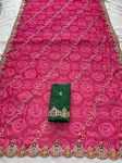 MODERN GEORGETTE BANDHEJ PRINT WITH EMBROIDERY CUTWORK BORDER SAREE WITH UNSTITCHED BLOUSE PARTY WEAR WHOLESALE PRICE ETHNIC GARMENT (2)