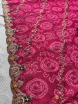 MODERN GEORGETTE BANDHEJ PRINT WITH EMBROIDERY CUTWORK BORDER SAREE WITH UNSTITCHED BLOUSE PARTY WEAR WHOLESALE PRICE ETHNIC GARMENT (2)