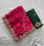 MODERN GEORGETTE BANDHEJ PRINT WITH EMBROIDERY CUTWORK BORDER SAREE WITH UNSTITCHED BLOUSE PARTY WEAR WHOLESALE PRICE ETHNIC GARMENT (2)