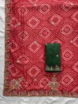 MODERN GEORGETTE BANDHEJ PRINT WITH EMBROIDERY CUTWORK BORDER SAREE WITH UNSTITCHED BLOUSE WEDDING WEAR WHOLESALE PRICE ETHNIC GARMENT (2)