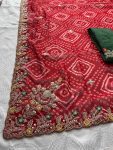 MODERN GEORGETTE BANDHEJ PRINT WITH EMBROIDERY CUTWORK BORDER SAREE WITH UNSTITCHED BLOUSE WEDDING WEAR WHOLESALE PRICE ETHNIC GARMENT (2)