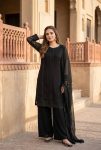 MODERN GEORGETTE BEADS EMBROIDERY WORK TOP PALAZZO WITH DUPATTA BLACK