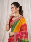 MODERN GEORGETTE DIGITAL PRINT WITH EMBROIDERY WORK BORDER SAREE WITH UNSTITCHED BLOUSE FESTIVE WEAR WHOLESALE PRICE ETHNIC GARMENT (15)