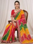 MODERN GEORGETTE DIGITAL PRINT WITH EMBROIDERY WORK BORDER SAREE WITH UNSTITCHED BLOUSE FESTIVE WEAR WHOLESALE PRICE ETHNIC GARMENT (15)