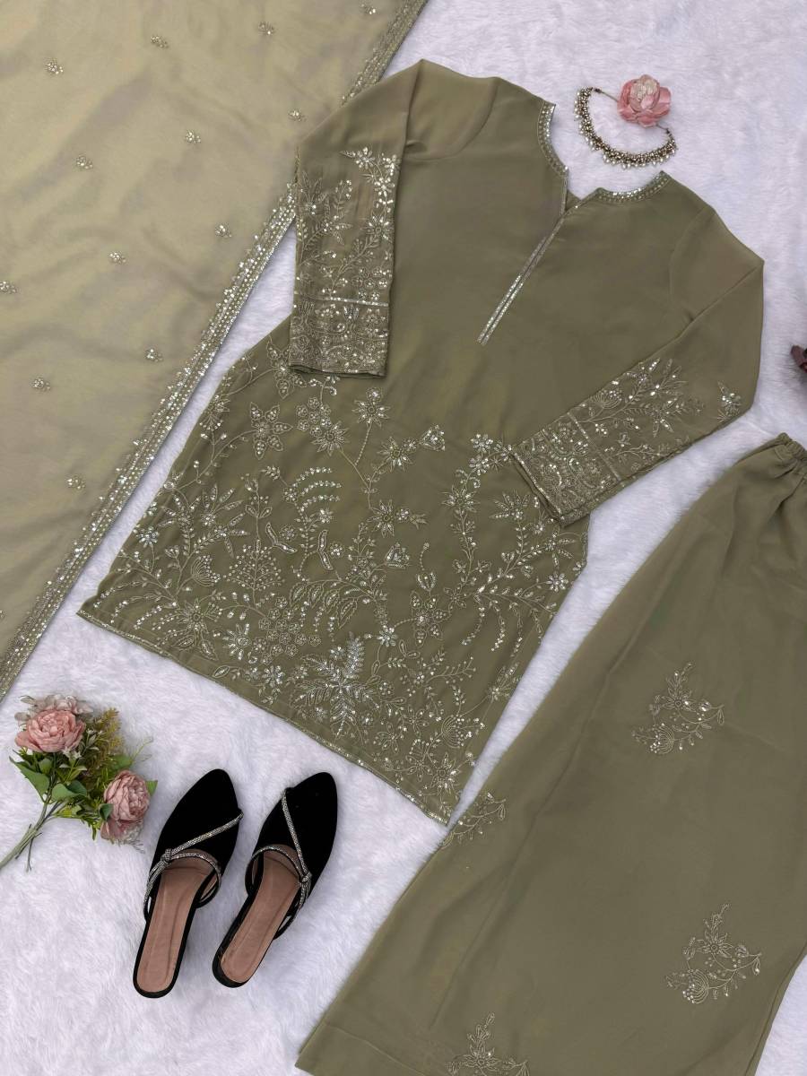 MODERN GEORGETTE THREAD WITH SEQUENCE WORK TOP PALAZZO WITH DUPATTA FESTIVE WEAR WHOLESALE PRICE ETHNIC GARMENT (10)