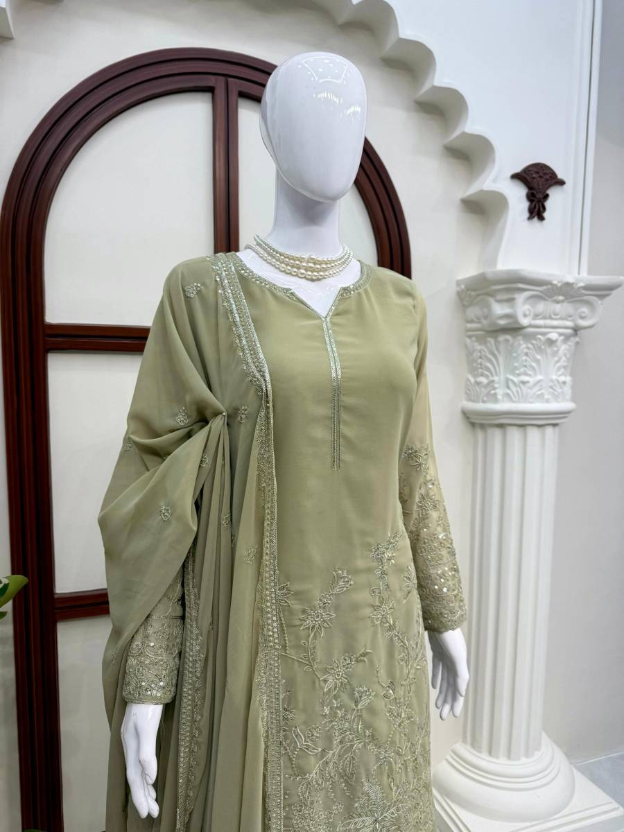MODERN GEORGETTE THREAD WITH SEQUENCE WORK TOP PALAZZO WITH DUPATTA FESTIVE WEAR WHOLESALE PRICE ETHNIC GARMENT (6)