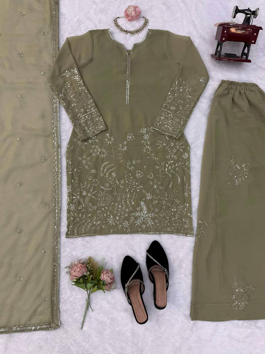 MODERN GEORGETTE THREAD WITH SEQUENCE WORK TOP PALAZZO WITH DUPATTA FESTIVE WEAR WHOLESALE PRICE ETHNIC GARMENT (8)