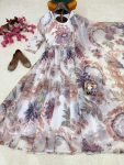 MODERN GEROGETTE DIGITAL PRINT WITH PEARL WORK GOWN WITH DUPATTA WEDDING WEAR WHOLESALE PRICE ETHNIC GARMENT (12)