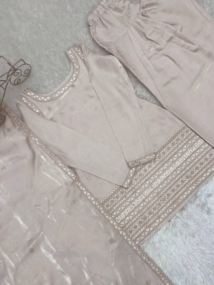 MODERN GLASS ROMAN SILK EMBROIDERY SEQUENCE DORI AND JARI WORK TOP PATIYALA WITH DUPATTA FESTIVE WEAR WHOLESALE PRICE ETHNIC GARMENT (12)