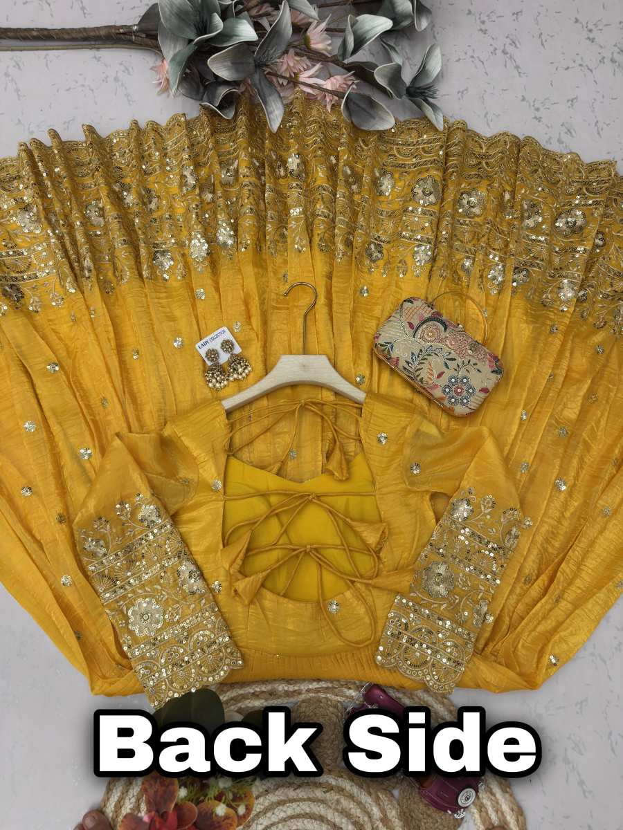 MODERN GOLD CRUSH EMBROIDERY SEQUENCE WORK GOWN BOTTOM WITH DUPATTA FESTIVE WEAR WHOLESALE PRICE ETHNIC GARMENT (1)