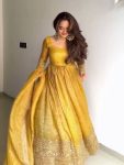 MODERN GOLD CRUSH EMBROIDERY SEQUENCE WORK GOWN BOTTOM WITH DUPATTA FESTIVE WEAR WHOLESALE PRICE ETHNIC GARMENT (2)