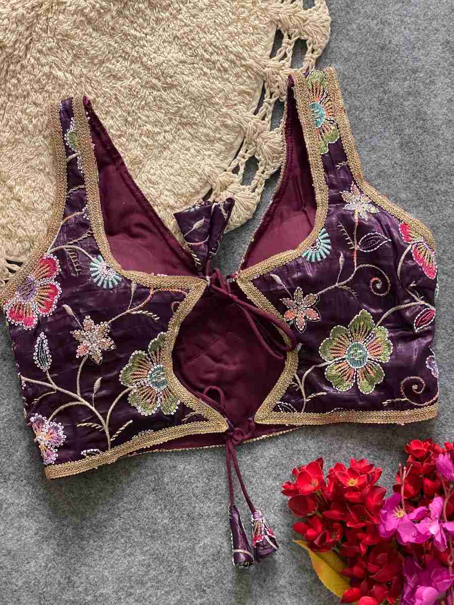 MODERN GOLDEN CRUSH SEQUENCE AND MULTI WORK STITCHED BLOUSE WEDDING WEAR WHOLESALE PRICE ETHNIC GARMENT (5)