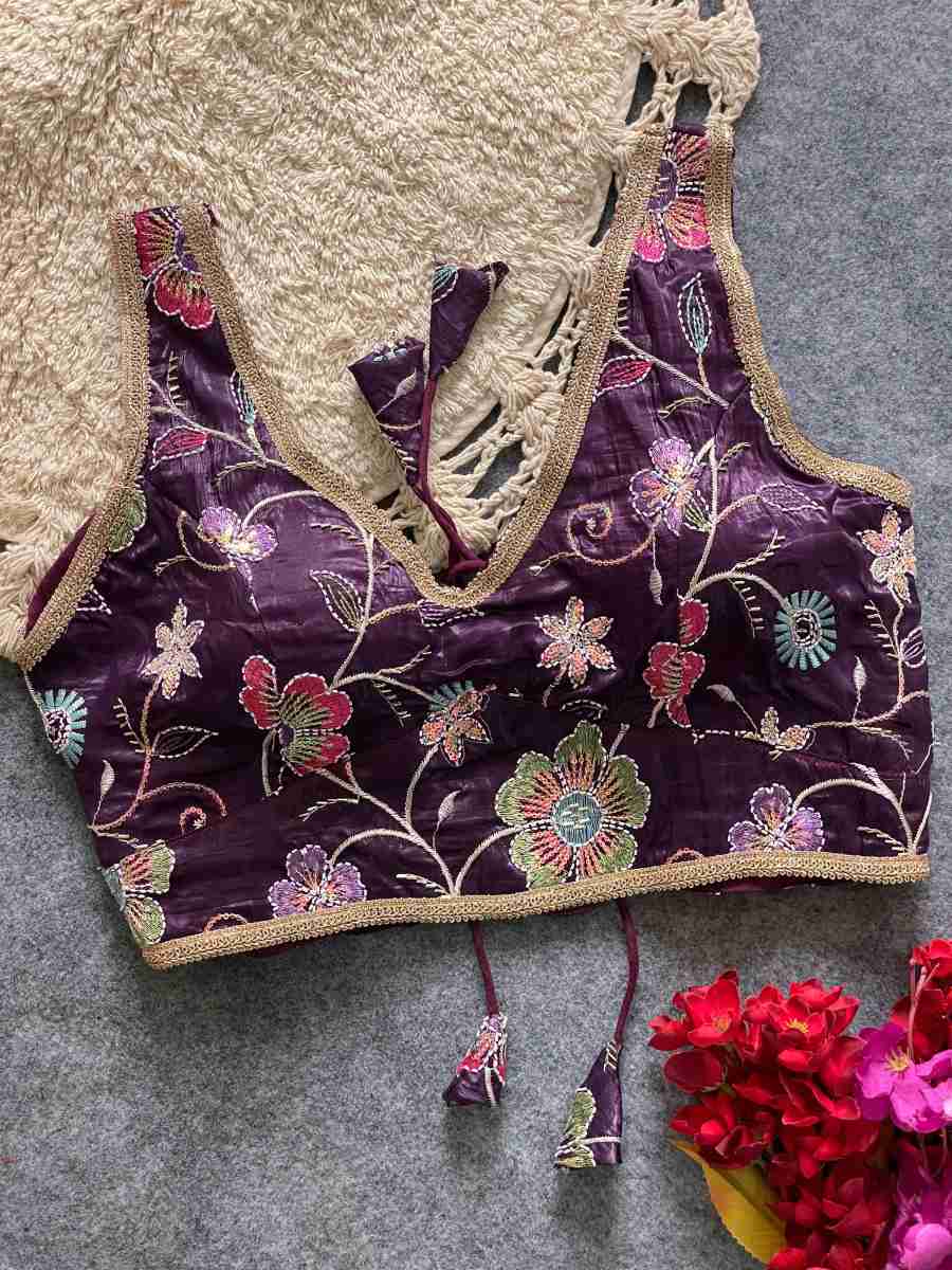 MODERN GOLDEN CRUSH SEQUENCE AND MULTI WORK STITCHED BLOUSE WEDDING WEAR WHOLESALE PRICE ETHNIC GARMENT (9)