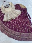 MODERN JACQUARD EMBROIDERED SEQUENCE WORK TOP LEHENGA WEDDING WEAR WHOLESALE PRICE ETHNIC GARMENT (8)