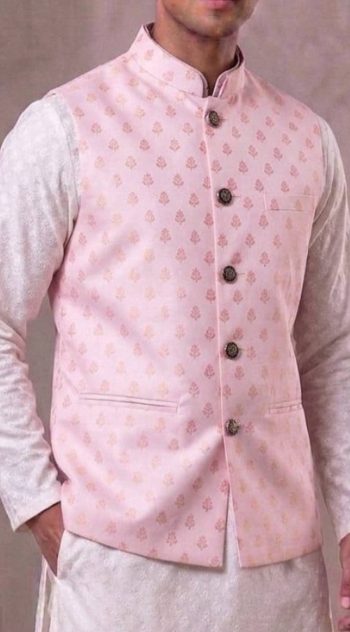 MODERN JACQUARD MENS ONLY KOTI BABY PINK