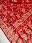 MODERN LICHI SILK WEAVING WORK SAREE WITH UNSTITCHED BLOUSE FESTIVE WEAR WHOLESALE PRICE ETHNIC GARMENT (9)