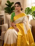 MODERN LICHI SILK WEAVING WORK SAREE WITH UNSTITCHED BLOUSE FUNCTIONAL WEAR WHOLESALE PRICE ETHNIC GARMENT (2)