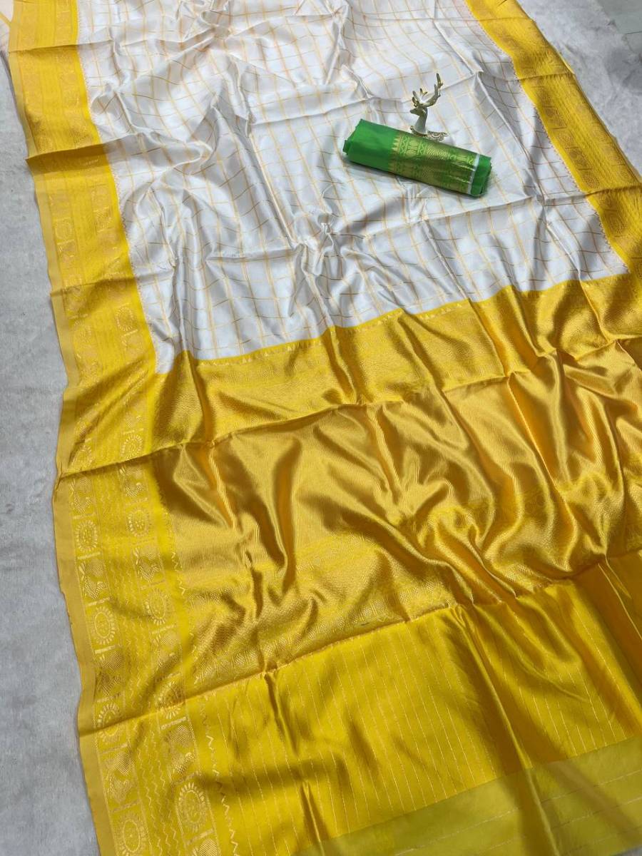MODERN LICHI SILK WEAVING WORK SAREE WITH UNSTITCHED BLOUSE FUNCTIONAL WEAR WHOLESALE PRICE ETHNIC GARMENT (7)