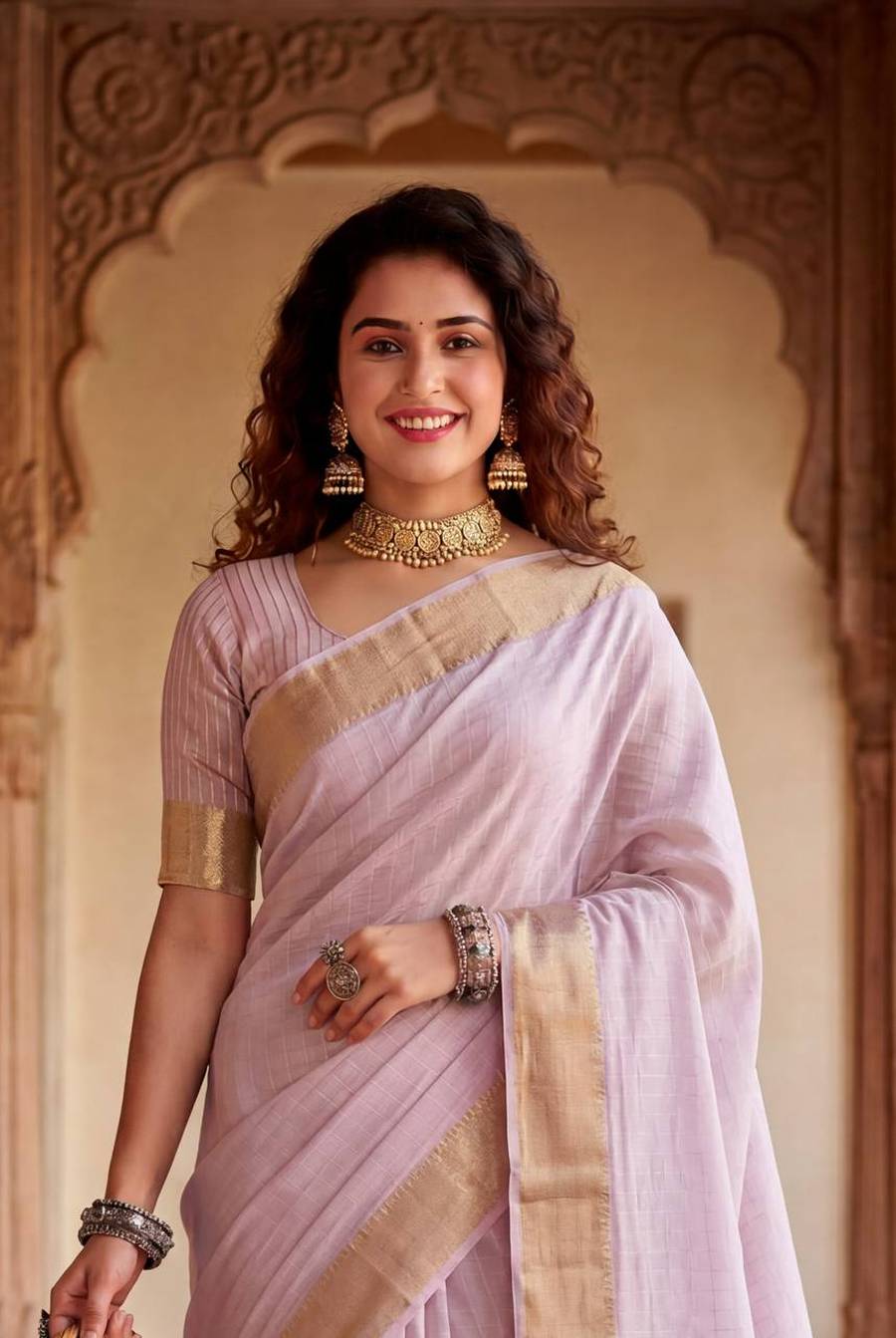 MODERN LINEN COTTON SILK WEAVING ZARI WORK SAREE WITH UNSTITCHED BLOUSE FESTIVE WEAR WHOLESALE PRICE ETHNIC GARMENT (11)