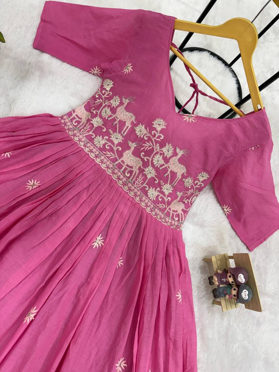 MODERN MUL COTTON EMBROIDERY WORK GOWN FESTIVE WEAR WHOLESALE PRICE ETHNIC GARMENT (12)