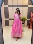 MODERN MUL COTTON EMBROIDERY WORK GOWN FESTIVE WEAR WHOLESALE PRICE ETHNIC GARMENT (5)