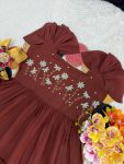 MODERN MUL COTTON MAGGAM WORK ONE PIECE DRESS PARTY WEAR WHOLESALE PRICE ETHNIC GARMENT (3)