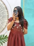 MODERN MUL COTTON MAGGAM WORK ONE PIECE DRESS PARTY WEAR WHOLESALE PRICE ETHNIC GARMENT (3)