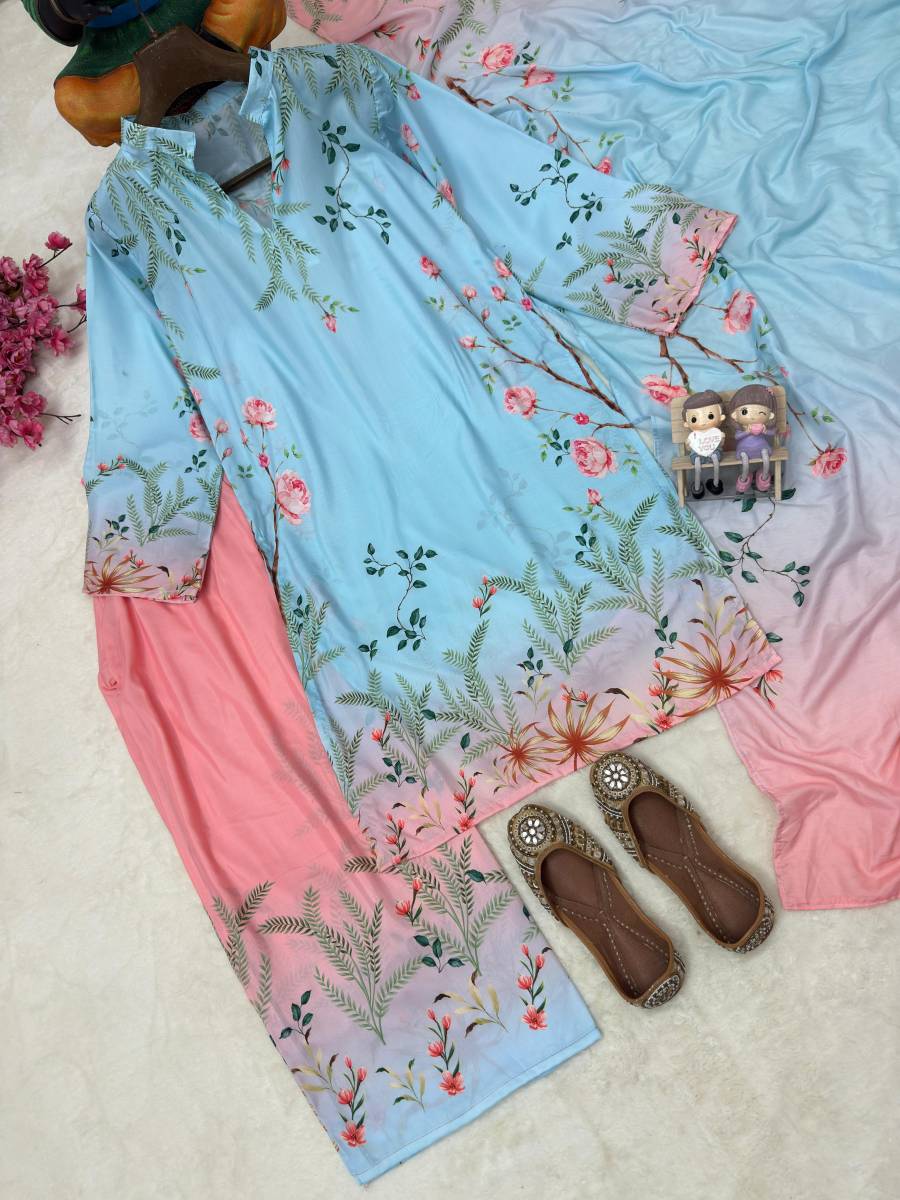 MODERN MUSLIN COTTON DIGITAL PRINT WORK TOP PALAZZO WITH DUPATTA FESTIVE WEAR WHOLESALE PRICE ETHNIC GARMENT (21)