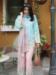 MODERN MUSLIN COTTON DIGITAL PRINT WORK TOP PALAZZO WITH DUPATTA SKY AND PINK