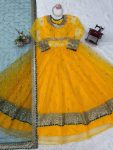 MODERN NET THREAD WITH SEQUENCE WITH GOTA PATTI LACE WORK GOWN LEHENGA WITH DUPATTA WEDDING WEAR WHOLESALE PRICE ETHNIC GARMENT (13)