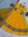 MODERN NET THREAD WITH SEQUENCE WITH GOTA PATTI LACE WORK GOWN LEHENGA WITH DUPATTA WEDDING WEAR WHOLESALE PRICE ETHNIC GARMENT (13)