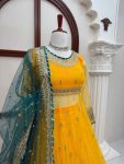 MODERN NET THREAD WITH SEQUENCE WITH GOTA PATTI LACE WORK GOWN LEHENGA WITH DUPATTA WEDDING WEAR WHOLESALE PRICE ETHNIC GARMENT (13)