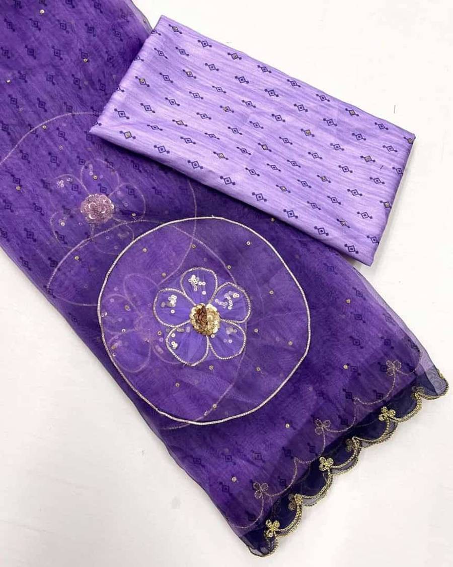 MODERN ORGANZA DIGITAL PRINT WITH HANDWORK (KHATLI) & GOTA WITH DIAMOND WORK SAREE WITH UNSTITCHED BLOUSE PARTY WEAR WHOLESALE PRICE ETHNIC GARMENT (4)