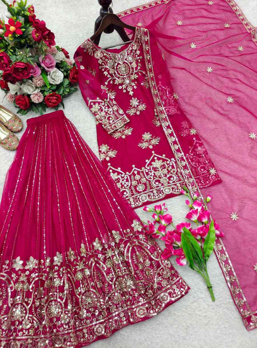 MODERN ORGANZA TWIN NET EMBROIDERY 5 MM SEQUENCE WORK TOP PALAZZO WITH DUPATTA WEDDING WEAR WHOLESALE PRICE ETHNIC GARMENT (6)