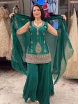 MODERN RANGOLI CODING WITH SEQUENCE EMBROIDERY WORK TOP PALAZZO WITH SHRUG PARTY WEAR WHOLESALE PRICE ETHNIC GARMENT (2)