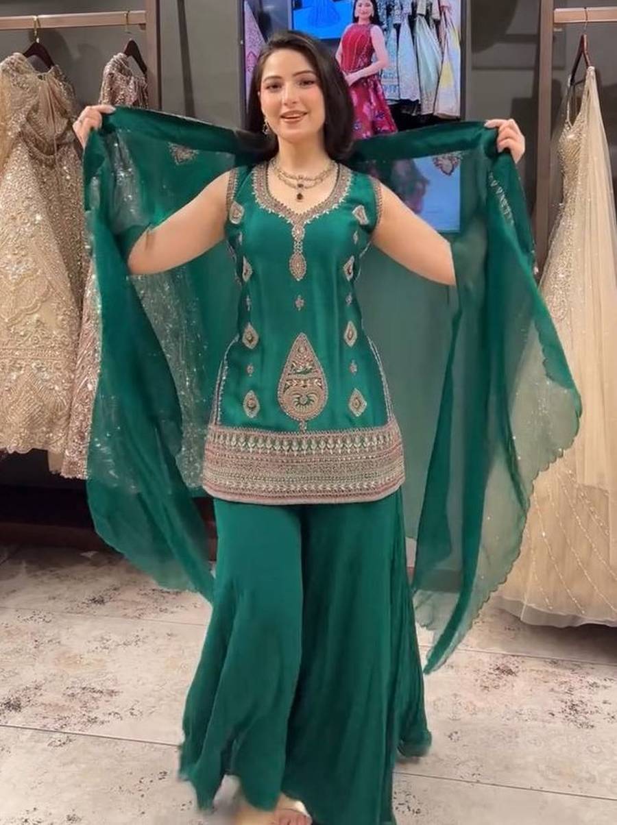 MODERN RANGOLI CODING WITH SEQUENCE EMBROIDERY WORK TOP PALAZZO WITH SHRUG PARTY WEAR WHOLESALE PRICE ETHNIC GARMENT (3)