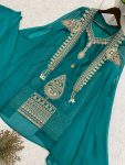 MODERN RANGOLI CODING WITH SEQUENCE EMBROIDERY WORK TOP PALAZZO WITH SHRUG PARTY WEAR WHOLESALE PRICE ETHNIC GARMENT (2)