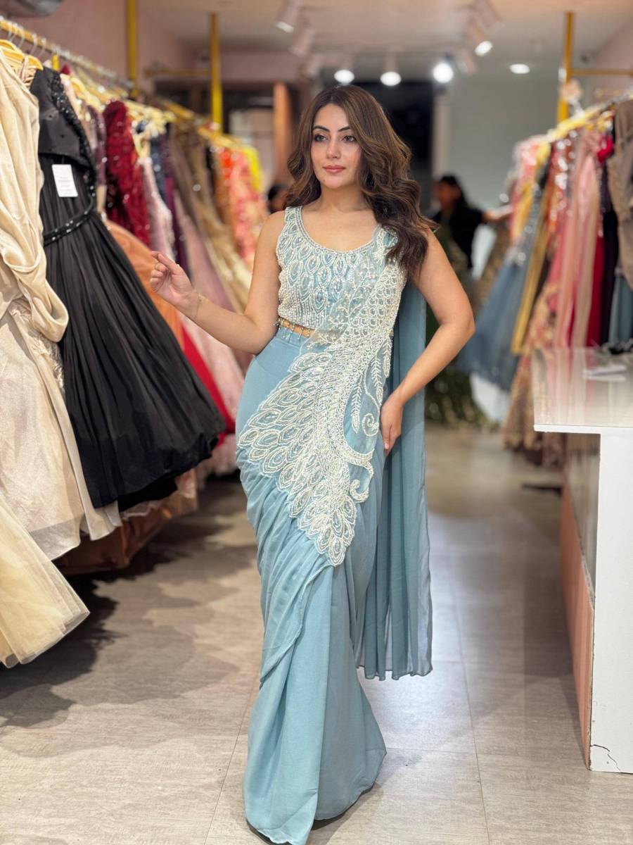 MODERN RANGOLI SILK BEADS CUT-DANA & SEQUENCE WORK READY TO WEAR SAREE WITH STITCHED BLOUSE WEDDING WEAR WHOLESALE PRICE ETHNIC GARMENT (3)