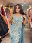 MODERN RANGOLI SILK BEADS CUT-DANA & SEQUENCE WORK READY TO WEAR SAREE WITH STITCHED BLOUSE WEDDING WEAR WHOLESALE PRICE ETHNIC GARMENT (2)