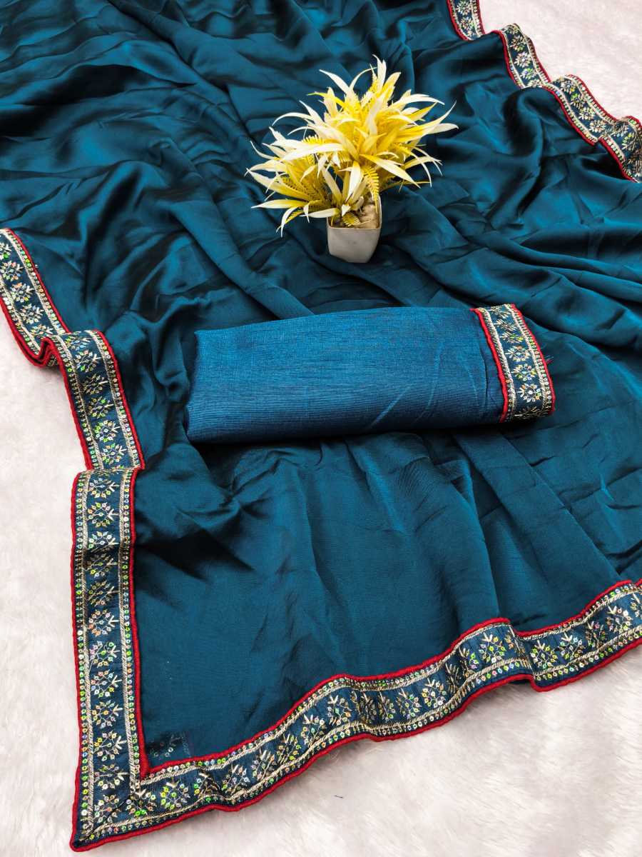 MODERN RANGOLI SILK EMBROIDERY SEQUENCE FANCY LACE BORDER SAREE WITH UNSTITCHED BLOUSE DAILY WEAR WHOLESALE PRICE ETHNIC GARMENT (5)