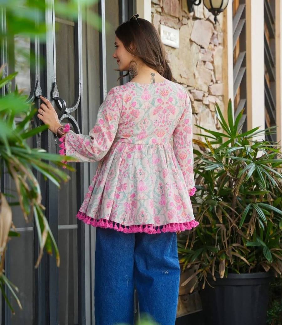 MODERN RAYON SLUB PRINTED WORK ONLY TOP DAILY WEAR WHOLESALE PRICE ETHNIC GARMENT (3)