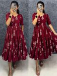 MODERN RAYON WARLI ART PRINTED WORK ONE PIECE DRESS PARTY WEAR WHOLESALE PRICE ETHNIC GARMENT (10)
