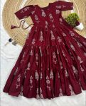 MODERN RAYON WARLI ART PRINTED WORK ONE PIECE DRESS PARTY WEAR WHOLESALE PRICE ETHNIC GARMENT (10)