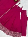 MODERN ROMAN CHANDERI SILK EMBROIDERY THREAD WITH BOTTOM LACE WORK GOWN BOTTOM WITH DUPATTA FESTIVE WEAR WHOLESALE PRICE ETHNIC GARMENT (5)